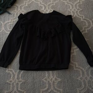 Ruffled oversized crewneck